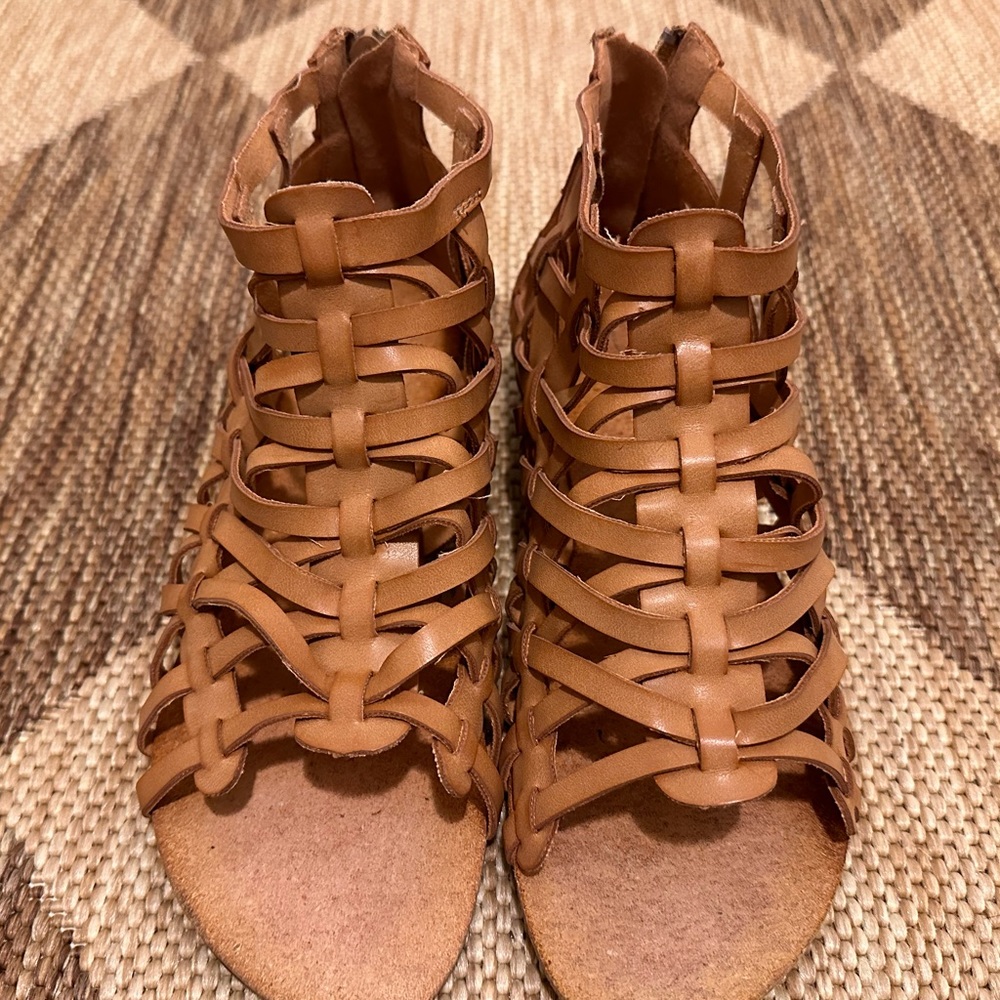 Faux Leather Gladiator Sandals / New / Size 37